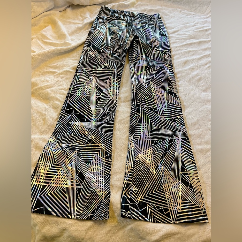 Funstigators Flared holographic festival pants. Size S